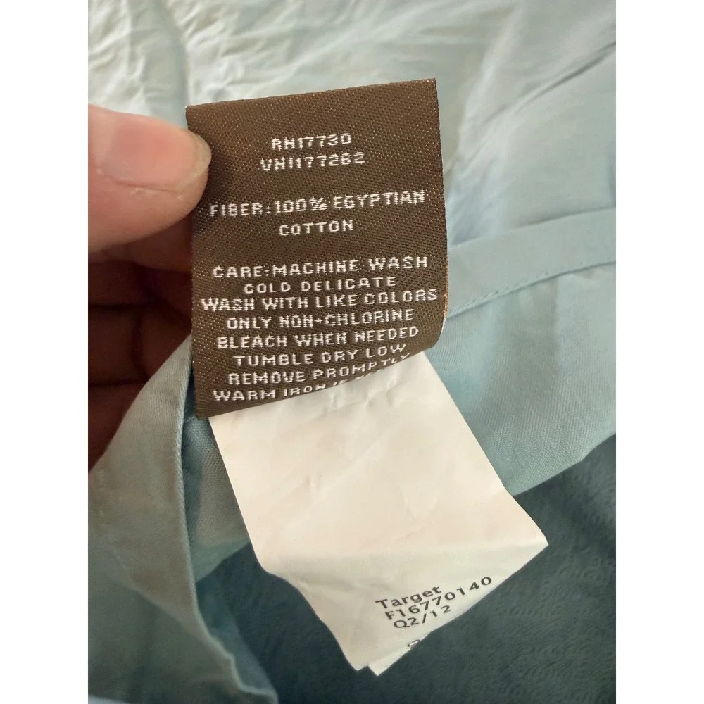 Fieldcrest Luxury Blue/Green Matelasse Quilted Pillow Sham Set Egyptian Cotton